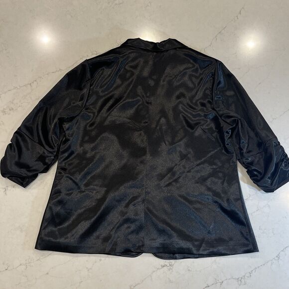 G Giuliana Black Label Plus Sz 2x Satin Blazer Ruched 3/4 Sleeves Dressy Jacket - Picture 2 of 8